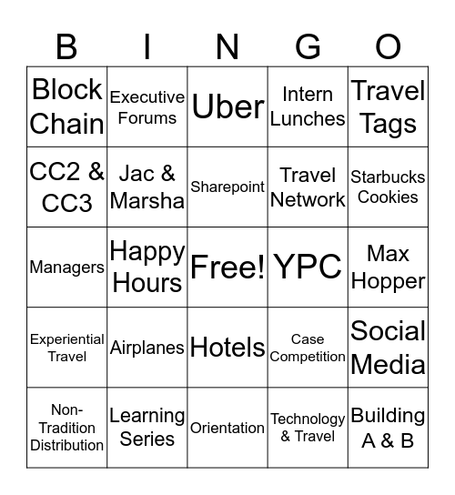 Bingo: Intern Style Bingo Card