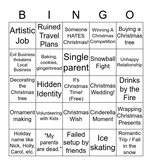 Hallmark Christmas Movie Bingo Card