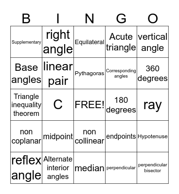 GEOMETRY! Bingo Card