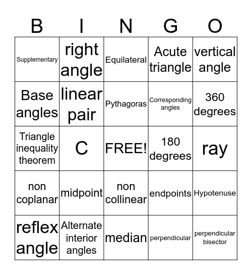 GEOMETRY! Bingo Card