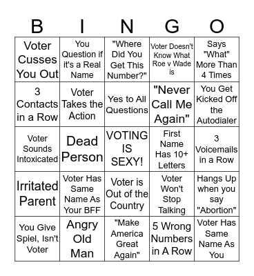 URGE Summer 2018 Phonebank Bingo Card