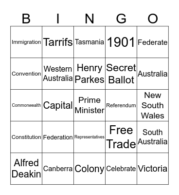 Federation Bingo Card