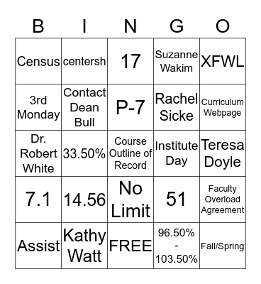 Scheduling & Curriculum BINGO Card