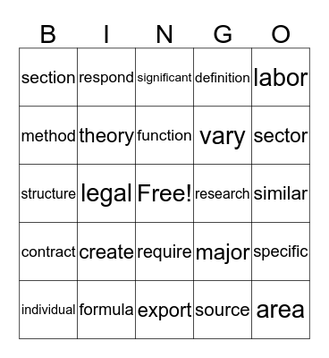 AWL Bingo Set 3 4 Version 2 Bingo Card