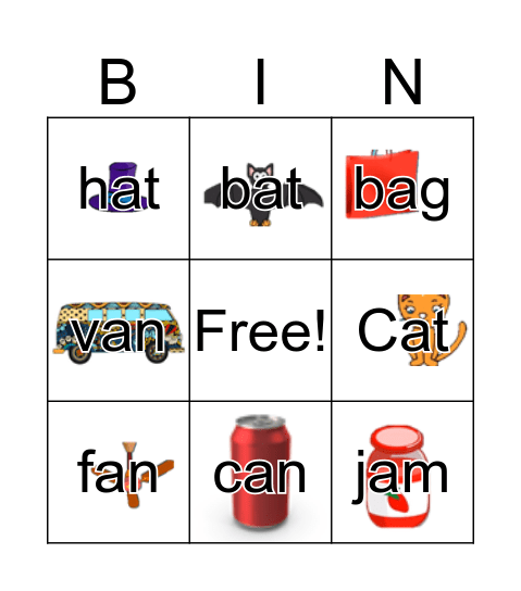 vowel a Bingo Card