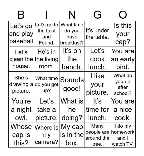 5th Grade : Lesson 4,5,6 Review Bingo Card