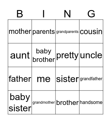Family Bingo Card
