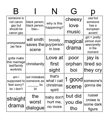 Winter`s Tale Bingo Card