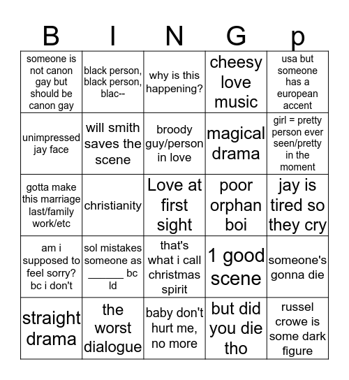 Winter`s Tale Bingo Card