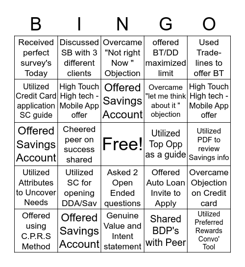 Terrific Tuesday's BINGO Card