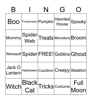 Halloween Bingo Card