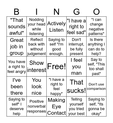 Validation Bingo Card