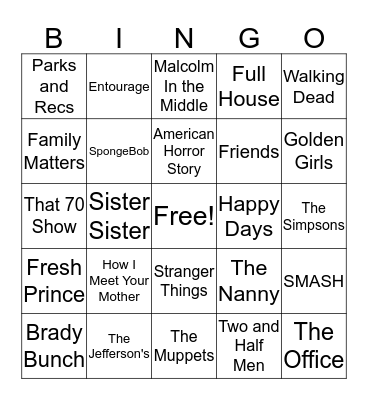 Theme Song Bingo  Bingo Card