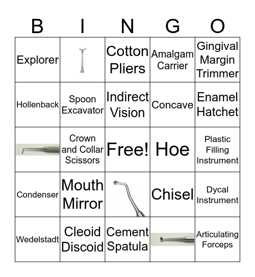 Dental Instruments Bingo Card