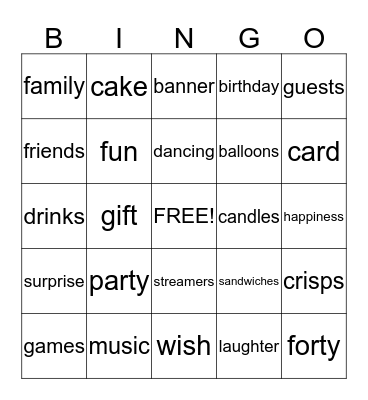Birthday bingo Card