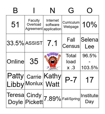 Scheduling & Curriculum Bingo Card