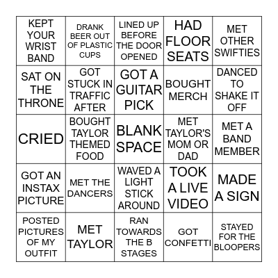 THINGS I DID ON THE REP TOUR Bingo Card