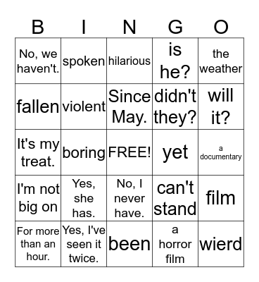 Units 1-2 (Card 1) Bingo Card