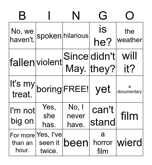 Units 1-2 (Card 1) Bingo Card