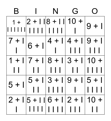 Addiiton Bingo Card