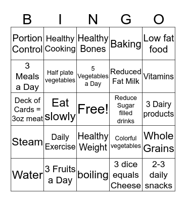Health Bingo Card