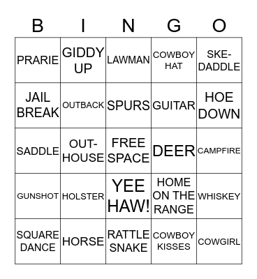 WILD WEST COWBOY BINGO Card