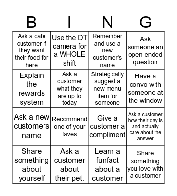 Customer Connections Bingo  Bingo Card