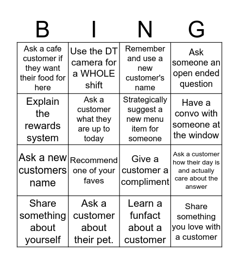 Customer Connections Bingo  Bingo Card