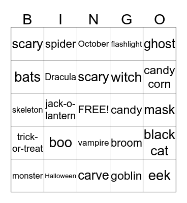 Halloween Bingo  Bingo Card