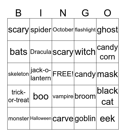 Halloween Bingo  Bingo Card