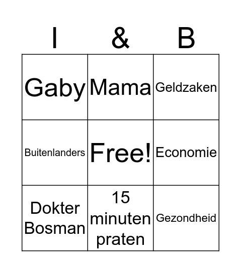 Verboden onderwerpen Bingo Card