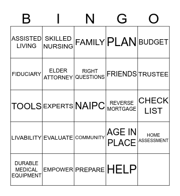 NAIPC -- Tel: 951-878-0708  Bingo Card