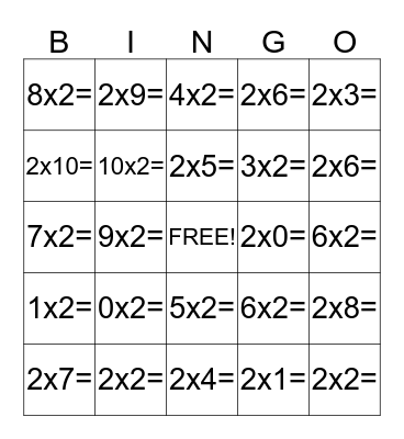 Facts of 2 Bingo Card