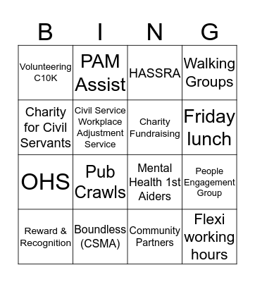 Pennine Wellbeing Bingo Card