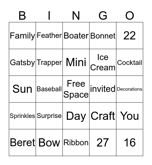 Crazy Hat Bingo Card