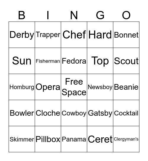 Hat's Off Bingo Card
