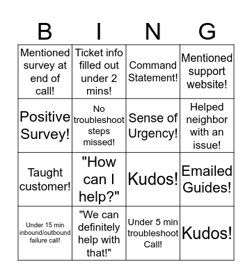 Nextiva Bingo Card
