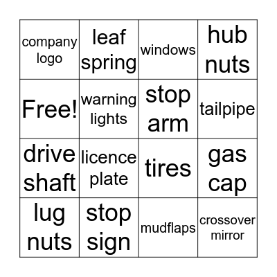 Outside Pre-Trip Bingo Card