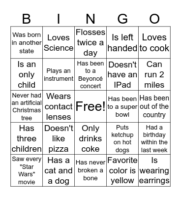 Ice Breaker Bingo Card