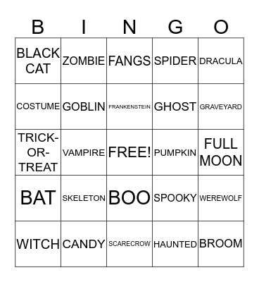 HAPPY HALLOWEEN!! Bingo Card