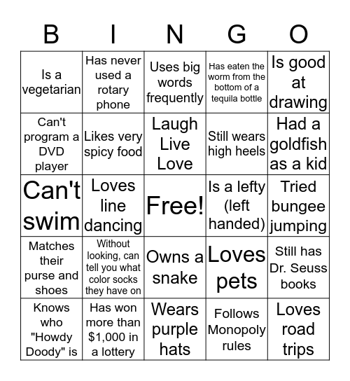 OUR ROOTS RUN DEEP Bingo Card