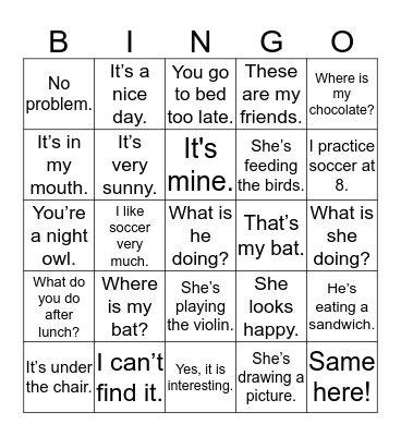 5th grade lesson 4,5,6 Bingo Card