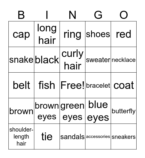 Unit 3 Appearance Bingo Card