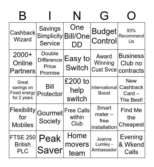 UW DISCOUNT CLUB BENEFITS BINGO Card