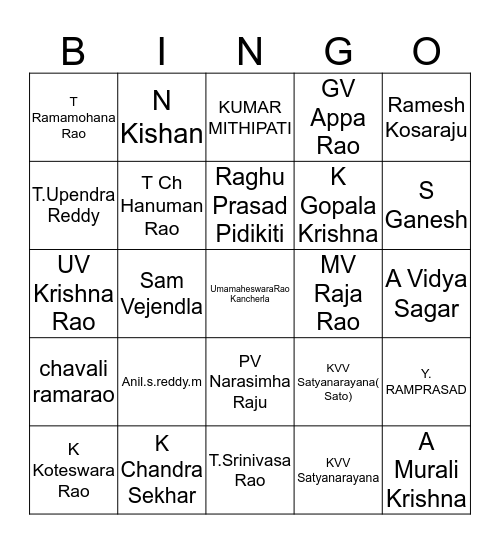 Raduno Plus Bingo Card