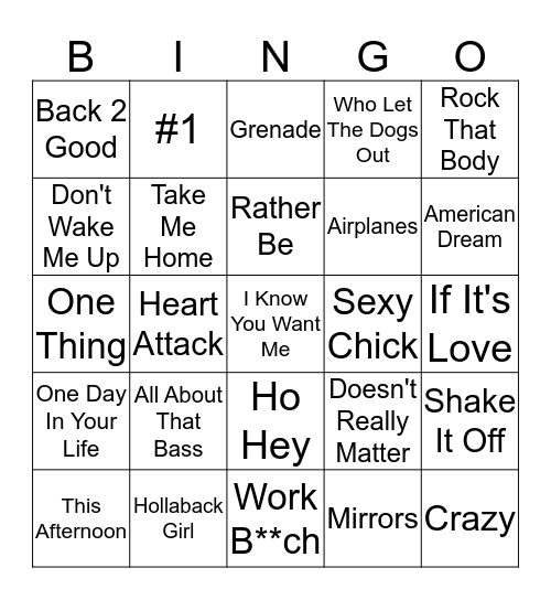 Modern Pop Vol. 1 Bingo Card