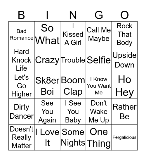 Modern Pop Vol. 1 Bingo Card