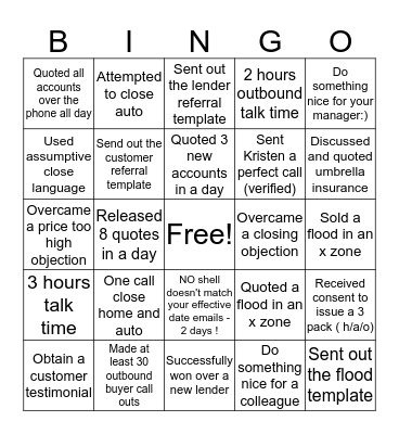 Summer Sales BIngo Game 1 Bingo Card