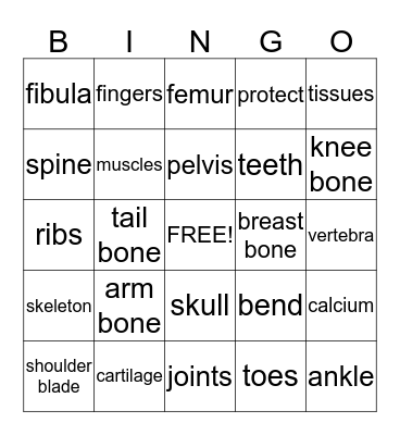 Bone Bingo Card