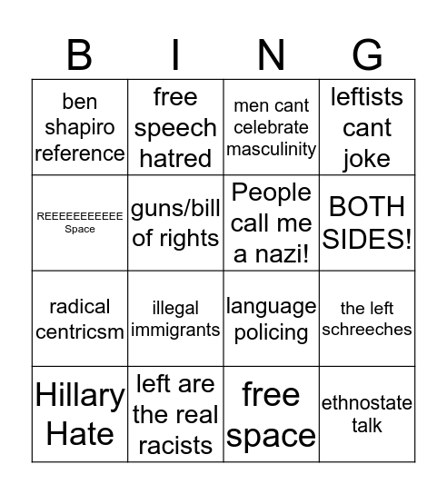 alt-right bingo Card